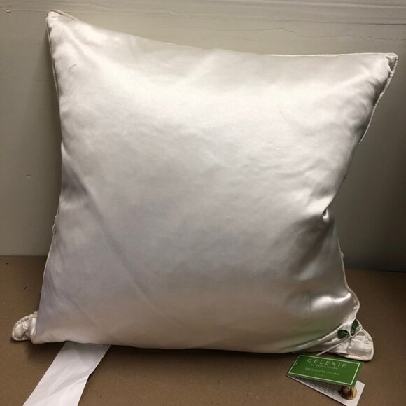 Celerie by Celerie Kemble Cream Satin Square Decorative Throw Pillow - Picture 3 of 3